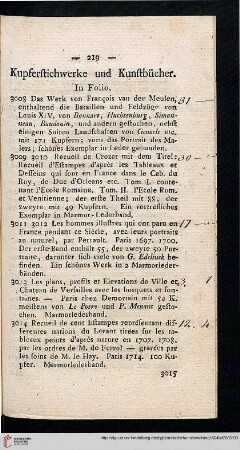 Kupferstichwerke und Kunstbücher (Nr. 3008-3242)