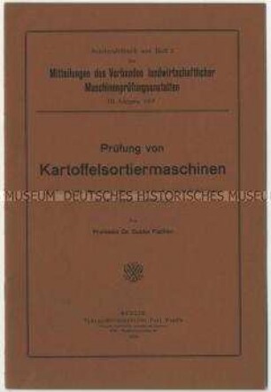 Bericht über die Prüfung von Kartoffelsortiermaschinen