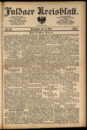 Erste Ausgabe vom Samstag, den 16. März 1901.