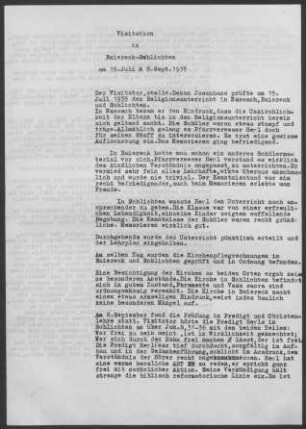 Baiereck-Schlichten: Visitationsbericht 1935