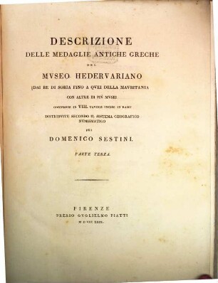 Descrizione delle medaglie antiche greche del Museo Hedervariano, 3[,1]. Dai Re Di Soria Fino A Qvei Della Mavritania Con Altre Di Piv Mvsei ...