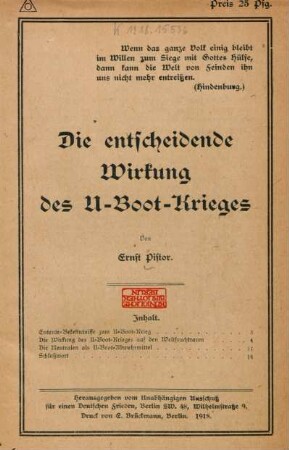 Die entscheidende Wirkung des U-Boot-Krieges