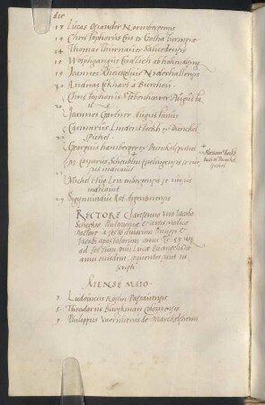 Sommerhalbjahr 1553. Rektorat Jakob Scheckh (Degen genannt Schegk)