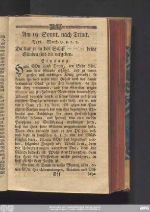 Am 19. Sonnt. nach Trinit. Text. Matth. 9. v. 1. 2.