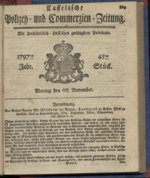 45tes Stueck, Montag den 6ten November 1797