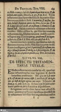 Titulus VIII. De Effectu Testamentariae Tutelae
