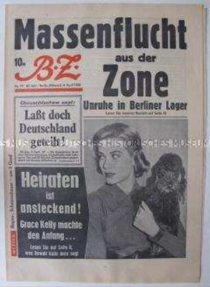 West-Berliner Tageszeitung "BZ" zur "Massenflucht" von DDR-Bürgern nach Berlin (West)