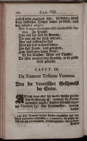 Caput IX. De Tumore Testium Venereo. Von der Venerischen Geschwulst der Steine.