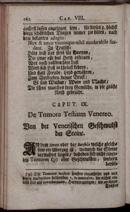 Caput IX. De Tumore Testium Venereo. Von der Venerischen Geschwulst der Steine.