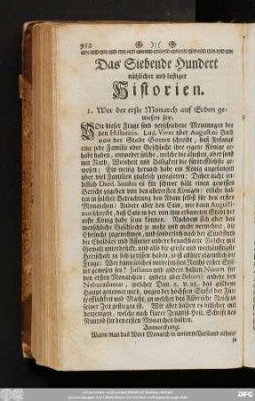 Das Siebende Hundert nützlicher und lustiger Historien.