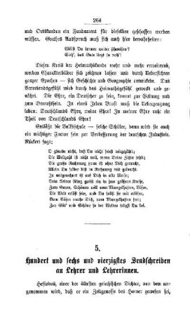 Hundert und sechs und vierzigstes Sendschreiben an Lehrer und Lehrerinnen