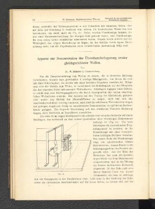 Apparat zur Demonstration der Übereinanderlagerung zweier gleichgerichteter Wellen.