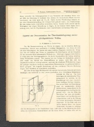 Apparat zur Demonstration der Übereinanderlagerung zweier gleichgerichteter Wellen.