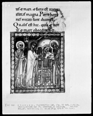 Perikopenbuch aus dem Benediktinerinnenkloster Sankt Erentrud auf dem Nonnberg — Christi Darstellung im Tempel, Folio 27recto