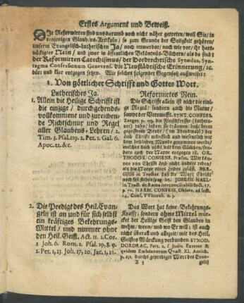 Erstes Argument und Beweiß.