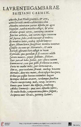 Lavrentii Gambarae Brixiani Carmen