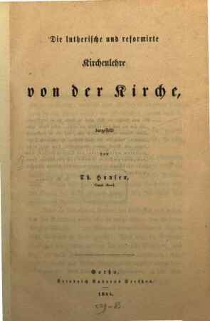 Die lutherische und reformirte Kirchenlehre von der Kirche