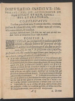 Disputatio Institut: Imperial: XXI. De Actionibus In Personam Et Rem, Civilibus Et Praetoriis ...