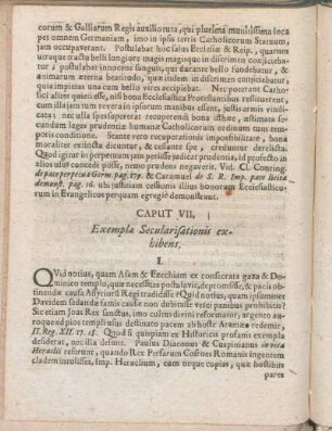 Caput VII. Exempla Secularisationis exhibens.