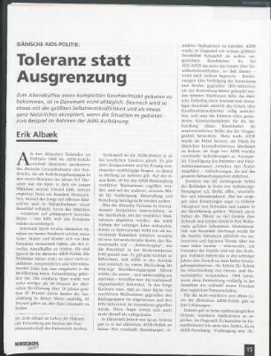 Dänische Aids-Politik: Toleranz statt Ausgrenzung