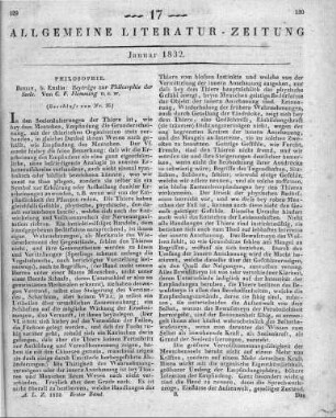 Flemming, C. F.: Beiträge zur Philosophie der Seele. T. 1-2. Berlin: Enslin 1830 (Beschluss von Nr. 16)