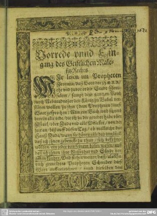 Vorrede unnd Eingang des Geistlichen MalefitzRechts