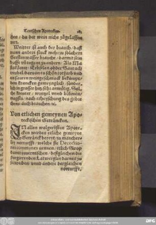 Von etlichen gemeynen Apoteckischen Geträncken.