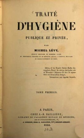 Traité d'Hygiène publique et privé, 1