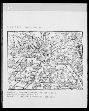 Ansicht von Glarus aus der Schweizer Chronik von Johannes Stumpf