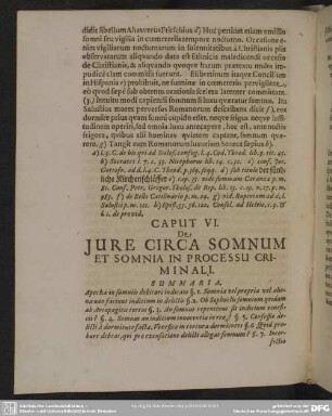 Caput VI. De Jure Circa Somnum Et Somnia In Processu Criminali