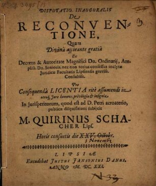 Disputatio Inauguralis De Reconventione