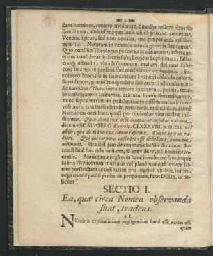 Sectio I. Ea, quae circa Nomen observanda sunt, tradens.