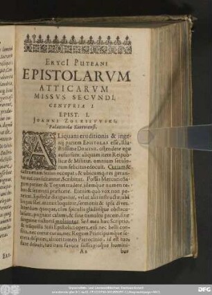 Eryci[i] Puteani Epistolarum Atticarum Missus Secundi. Centuria I.