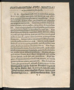 Fundamentum Voti Jephthaei ex parte materiae seu obiecti.