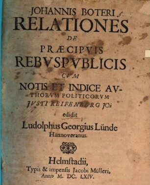 Relationes de praecipuis rebuspublicis