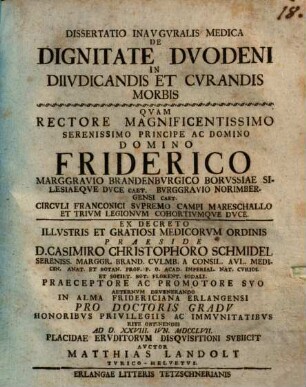 Dissertatio inauguralis medica de dignitate duodeni in diiudicandis et curandis morbis