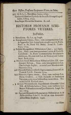 Historiæ Profanæ Scriptores Veteres.