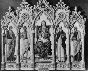 Thronende Madonna mit Kind und Heiligen