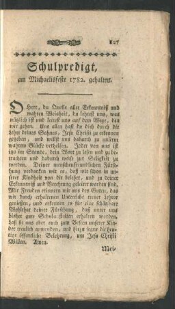 [IX.] Schulpredigt, am Michaelisfeste 1782. gehalten