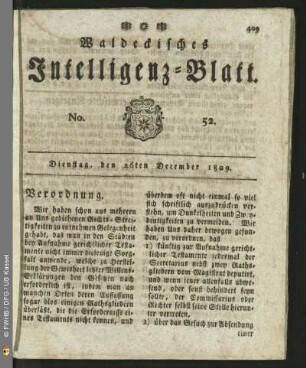 No. 52. Dienstag, den 26ten December 1809