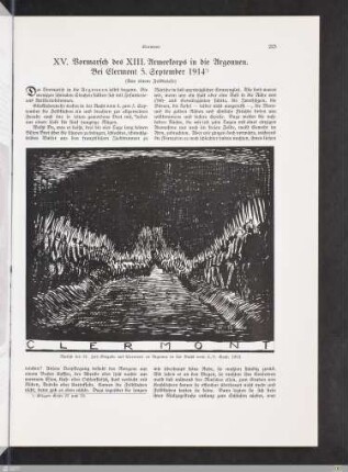 XV. Vormarsch des XIII. Armeekorps in die Argonnen. Bei Clermont 5. September 1914
