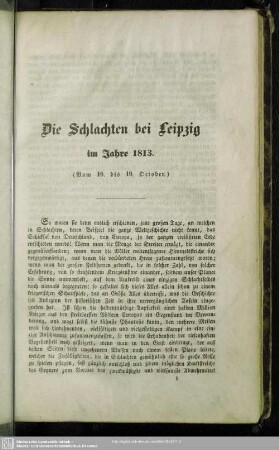 Die Schlacht bei Leipzig im Jahre 1813 : Vom 16. bis 19. October