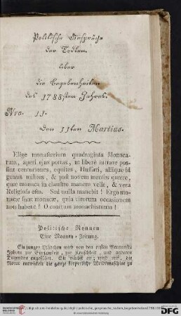 Nro. 11. Den 11ten Martius