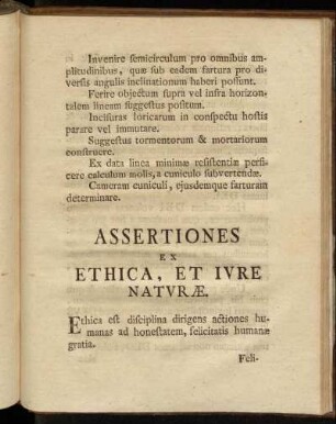 Assertiones ex Ethica, et Iure Naturæ.