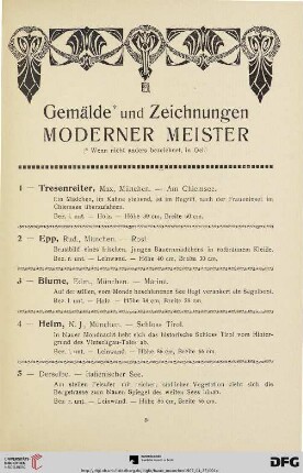 Gemälde und Zeichnungen Moderner Meister (Nr. 1-130)