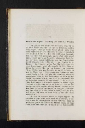 IV. Freunde und Gegner. Beziehungen zum Christlichen Glauben.