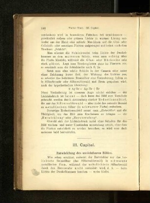 III. Capitel. Entwicklung des unsichtbaren Bildes.
