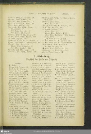 2. Abtheilung. Häuserbuch : 2. Abtheilung. Verzeichniß der Häuser von Altchemnitz