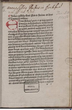 Epistula de fortuna : an Prokop von Rabenstein, Wien 26.6.1444