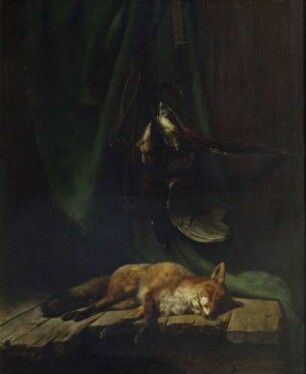 Stillleben mit Fuchs und Vögeln